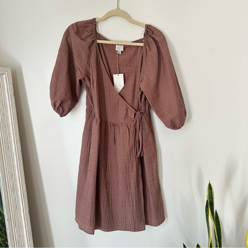 Cotton Blend Wrap Dress Small